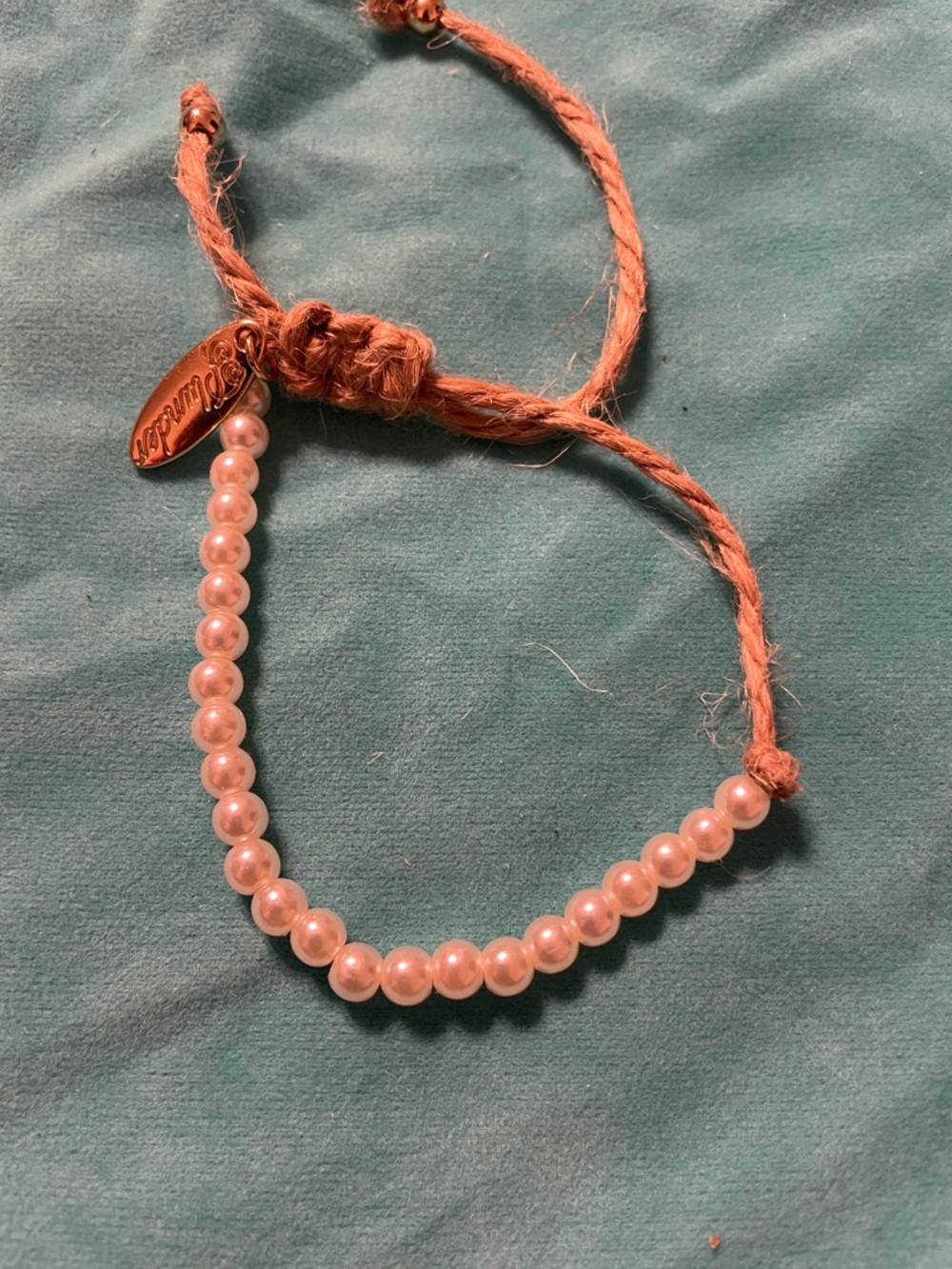 Plunder (Aster) Pearl Bead Rope Bracelet with Adjustable Hemp Cord